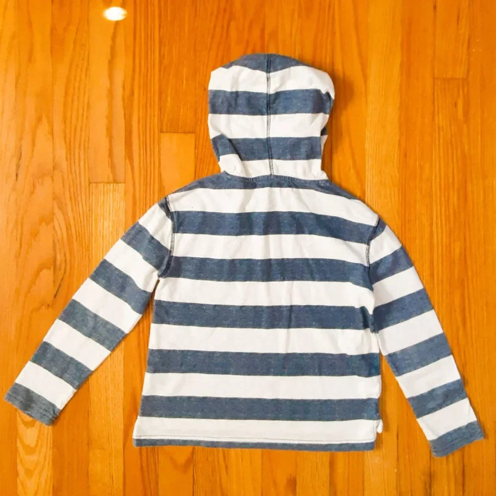 Gap Kids Striped Nautical Hoodie Size 6-7 Blue & White Beach Cover Up